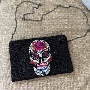 Beaded sugar skull purse